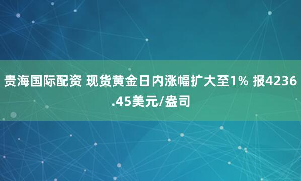 贵海国际配资 现货黄金日内涨幅扩大至1% 报4236.45美元/盎司